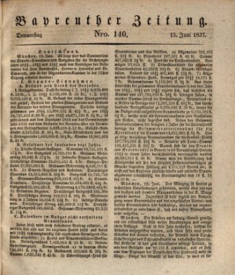 Bayreuther Zeitung Donnerstag 15. Juni 1837