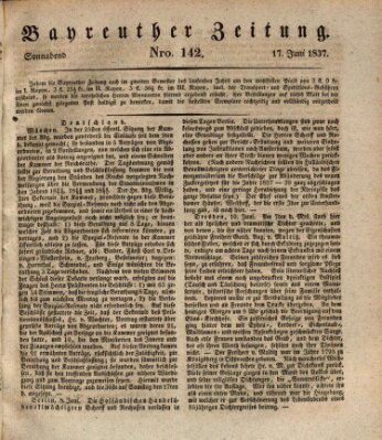 Bayreuther Zeitung Samstag 17. Juni 1837