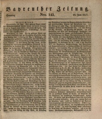 Bayreuther Zeitung Sonntag 18. Juni 1837