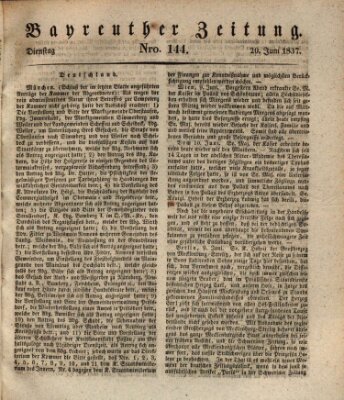 Bayreuther Zeitung Dienstag 20. Juni 1837