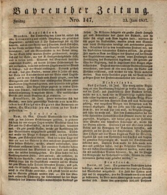 Bayreuther Zeitung Freitag 23. Juni 1837