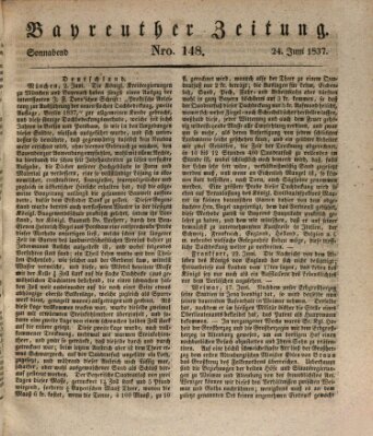 Bayreuther Zeitung Samstag 24. Juni 1837