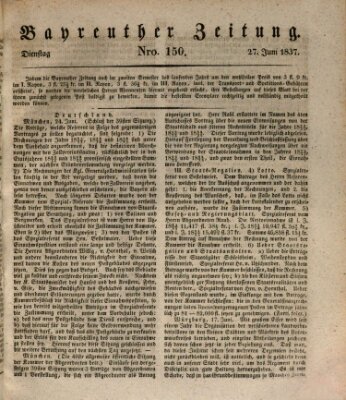 Bayreuther Zeitung Dienstag 27. Juni 1837