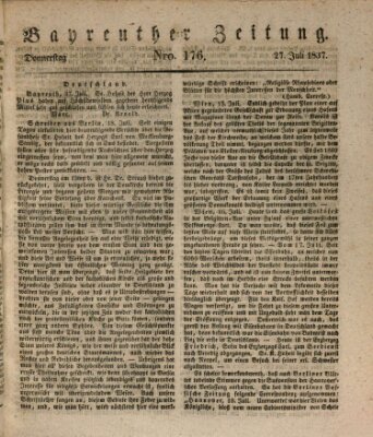 Bayreuther Zeitung Donnerstag 27. Juli 1837