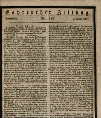 Bayreuther Zeitung Donnerstag 3. August 1837