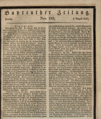 Bayreuther Zeitung Freitag 4. August 1837