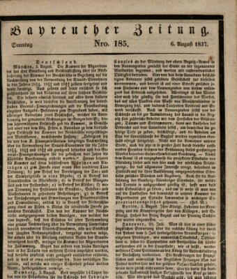 Bayreuther Zeitung Sonntag 6. August 1837