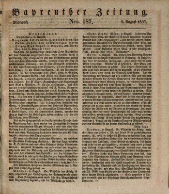 Bayreuther Zeitung Mittwoch 9. August 1837