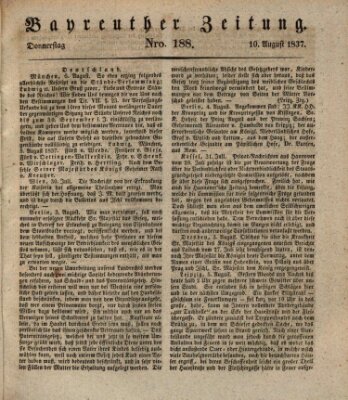Bayreuther Zeitung Donnerstag 10. August 1837