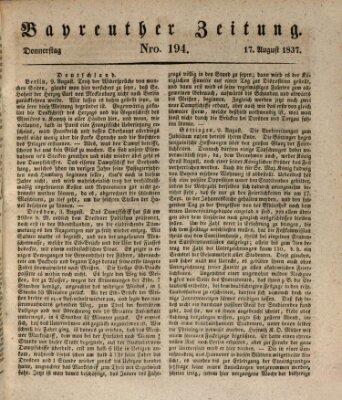 Bayreuther Zeitung Donnerstag 17. August 1837