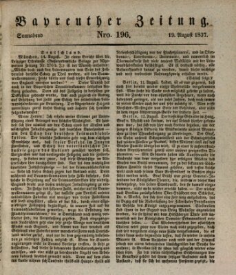 Bayreuther Zeitung Samstag 19. August 1837