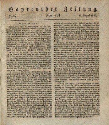 Bayreuther Zeitung Freitag 25. August 1837