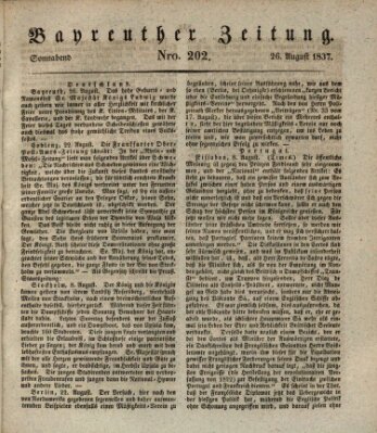 Bayreuther Zeitung Samstag 26. August 1837