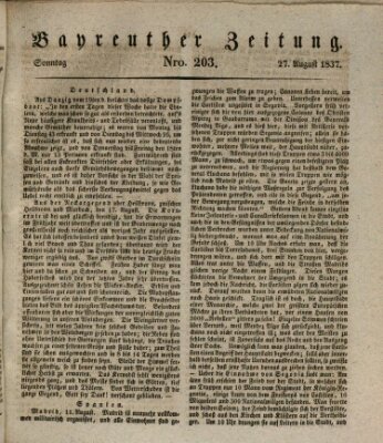 Bayreuther Zeitung Sonntag 27. August 1837