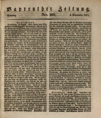 Bayreuther Zeitung Sonntag 3. September 1837