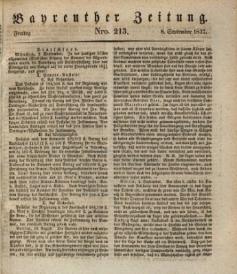 Bayreuther Zeitung Freitag 8. September 1837