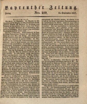 Bayreuther Zeitung Freitag 15. September 1837