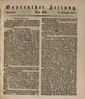 Bayreuther Zeitung Samstag 16. September 1837