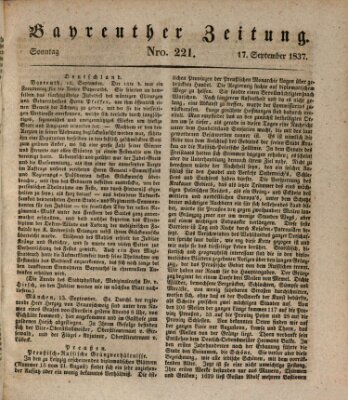 Bayreuther Zeitung Sonntag 17. September 1837