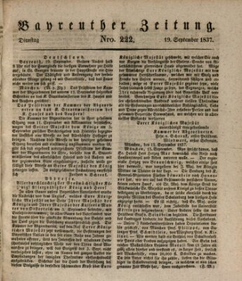 Bayreuther Zeitung Dienstag 19. September 1837