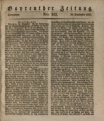 Bayreuther Zeitung Samstag 30. September 1837