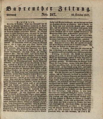 Bayreuther Zeitung Mittwoch 18. Oktober 1837