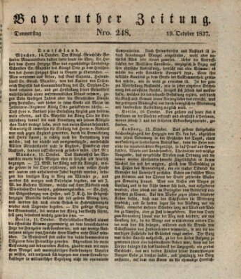 Bayreuther Zeitung Donnerstag 19. Oktober 1837