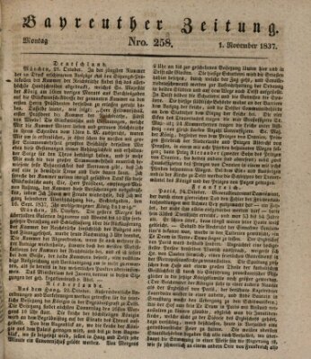 Bayreuther Zeitung Mittwoch 1. November 1837