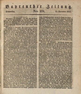 Bayreuther Zeitung Donnerstag 23. November 1837