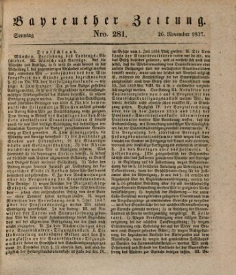 Bayreuther Zeitung Sonntag 26. November 1837