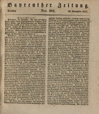 Bayreuther Zeitung Dienstag 28. November 1837