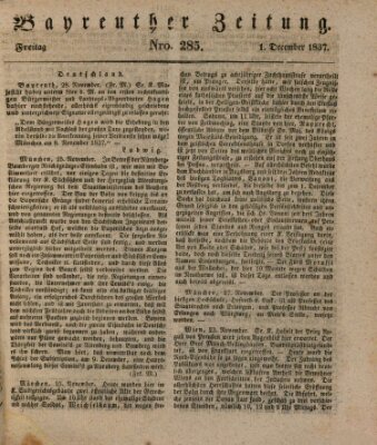 Bayreuther Zeitung Freitag 1. Dezember 1837