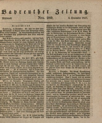 Bayreuther Zeitung Mittwoch 6. Dezember 1837