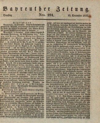 Bayreuther Zeitung Dienstag 12. Dezember 1837