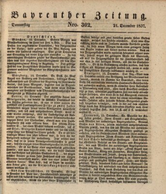 Bayreuther Zeitung Donnerstag 21. Dezember 1837