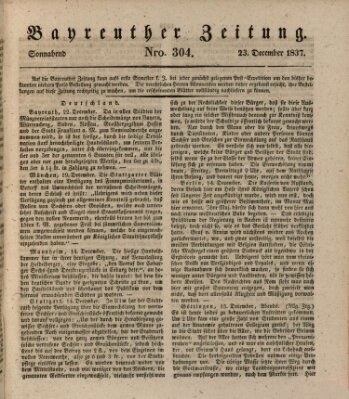 Bayreuther Zeitung Samstag 23. Dezember 1837