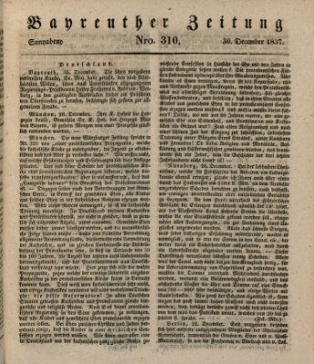 Bayreuther Zeitung Saturday 30. December 1837