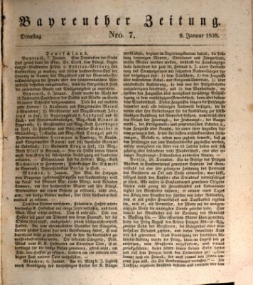 Bayreuther Zeitung Dienstag 9. Januar 1838