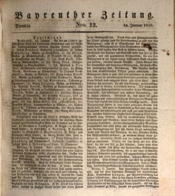 Bayreuther Zeitung Sonntag 14. Januar 1838