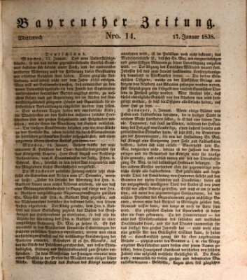 Bayreuther Zeitung Mittwoch 17. Januar 1838