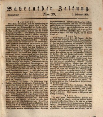 Bayreuther Zeitung Samstag 3. Februar 1838