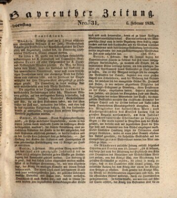 Bayreuther Zeitung Dienstag 6. Februar 1838