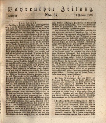 Bayreuther Zeitung Dienstag 13. Februar 1838