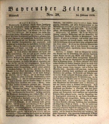 Bayreuther Zeitung Mittwoch 14. Februar 1838