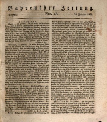 Bayreuther Zeitung Sonntag 25. Februar 1838