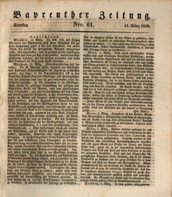 Bayreuther Zeitung Dienstag 13. März 1838