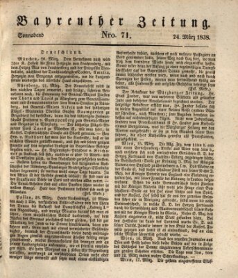 Bayreuther Zeitung Samstag 24. März 1838