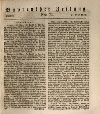 Bayreuther Zeitung Dienstag 27. März 1838