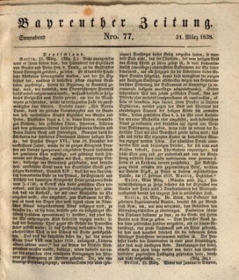 Bayreuther Zeitung Samstag 31. März 1838