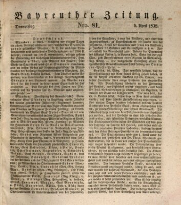 Bayreuther Zeitung Donnerstag 5. April 1838